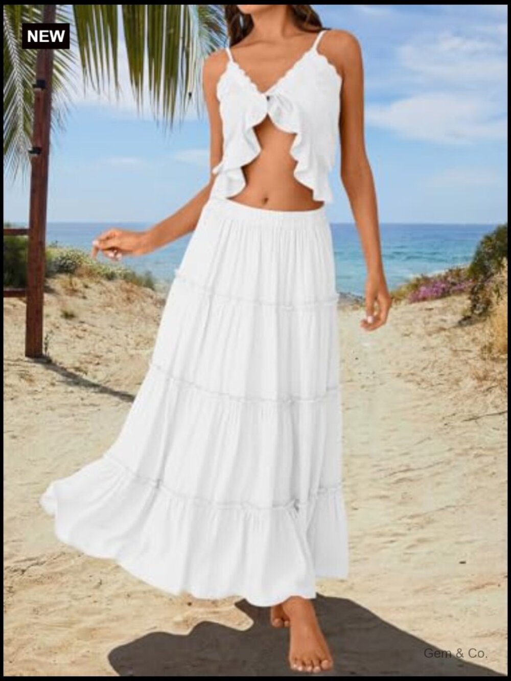 Boho Maxi Skirt High Waist with Pockets Flowy Long Skirt Women - Picture 5 of 7